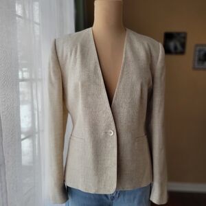 Vintage Evan Picone for Saks Fifth Avenue Linen Single Button Blazer Size 12